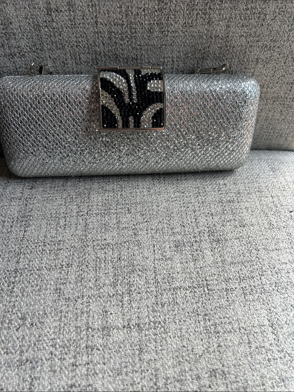 Silver Crystal Embellished Women's Evening Clutch